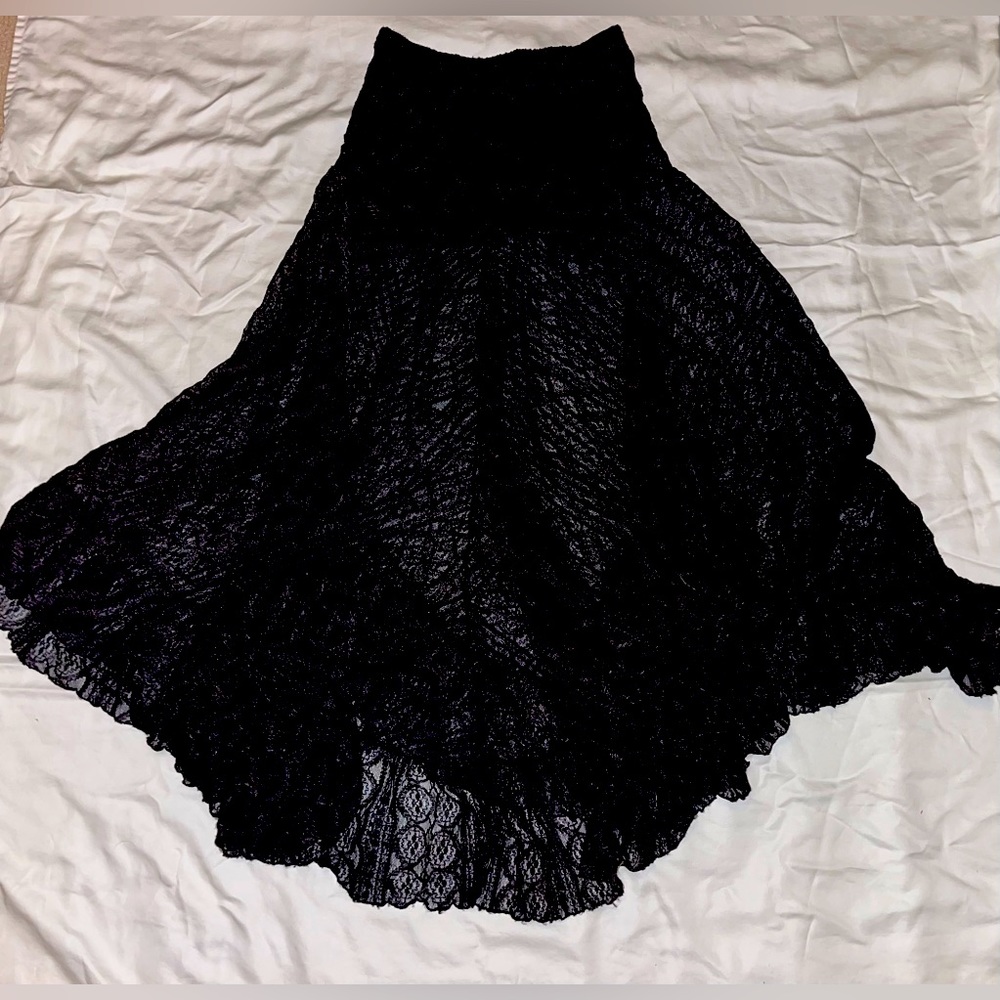 Black lace Free People floor length skirt